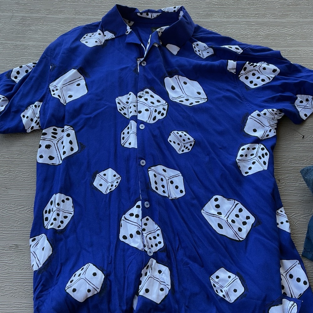 No Boundaries Blue Dice Pattern Shirt